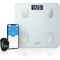 MyBeo Körper-Analyse-Waage Bluetooth Körperfettwaage, digitale Multifunktionswaage, APP Steuerung, 1-tlg., Diagnosewaage, BMI, Körperfett, Wasser & Muskelanteil, 5-180 kg