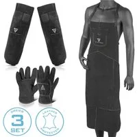 STAHLWERK Schutz-Set Schweißerschutzkleidung Set mit Schweißerschürze, zum Schweißen und Plasmaschneiden