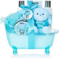 BRUBAKER Babypflege-Set Baby Geschenkset mit Teddy Kuscheltier in Deko Badewanne, 7 tlg., Set für Jungen und Mädchen - Baby Pflegeset Geschenk zur Geburt
