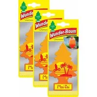 Kunstbaum 3er Duftbäumchen Mai Tai Wunderbaum Rum Orange 3 Set Lufterfrischer, Wunder-Baum