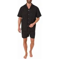 Normann Pyjama Herren Schlafanzug Shorty Pyjama kurzarm gewebt zum Knöpfen