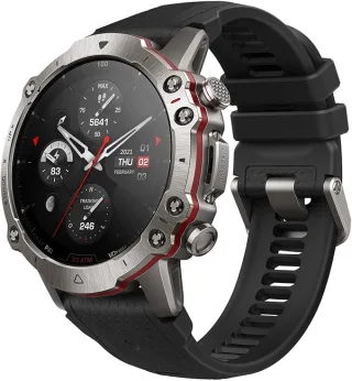 Amazfit Falcon [inkl. Silikon-Armband schwarz] 49mm Titangehäuse silber