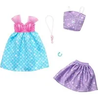 Mattel® Anziehpuppe Barbie Fashions 2er-Pack - Kleid Meerjungfrau + Top und Rock Lila
