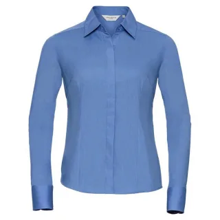 Russell Collection - Hemd Pflegeleicht für Damen Langärmlig (Business-Blau)