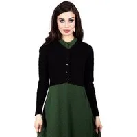 Voodoo Vixen Strickjacke Mabel Cropped Cardigan Schwarz Retro Vintage Zopfmuster