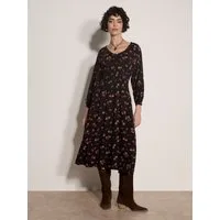Apricot Midikleid Blumenkleid mit Rüschen