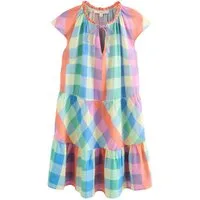 Next Minikleid Gestuftes Minikleid mit V-Ausschnitt und Leinen (1-tlg)