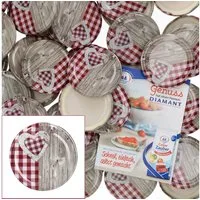 MamboCat Einmachglas 50er Set Deckel To 82 Holz-Herz rot passend für 230ml / 350ml / 435ml, Metall