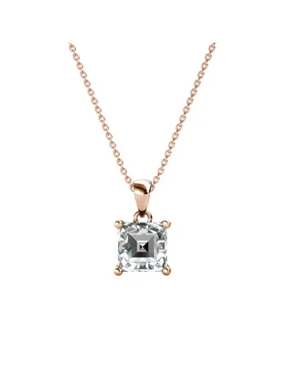Einfacher quadratischer Anhänger - Rose Gold und Kristall