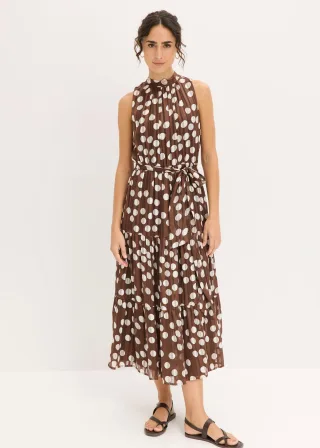 bonprix Chiffonkleid mit Glitzer, braun, Gr.38, festliches Chiffonkleid mit edlen Glitzerfäden