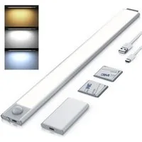 Brandson Unterschrankleuchte Nachtlicht mit Bewegungsmelder digital, Unterbauleuchte, 1500 mAh Akku, SMD LED, warmweiß, neutralweiß, kaltweiß, abnehmbar, Lichtsensor, 300 Lm, PIR Bewegungssensor, Timer