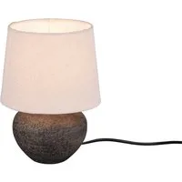 Reality Leuchten LED Tischleuchte, LED wechselbar, Warmweiß, kleine Design-klassiker mit Keramik & Stoff Lampenschirm Beige H: 25cm
