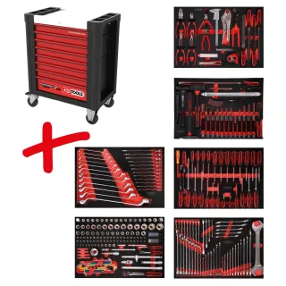 KS Tools Performanceplus Werkstattwagen-Satz P10 mit 284 Werkzeugen für 6 Schubladen - 810.6284