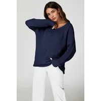 FS Collection Strickpullover Bequemes Pulloveroberteil Pullover-Top – Strickwaren (Einheitsgröße: UK 8–14 / EU 36–44, 6 Farben : Dunkelbeige, Beige, Hellblau, Magenta, Marineblau und Rosa) 60 % Acryl, 40 % Polyester