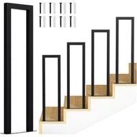Clanmacy Treppengeländer U-förmige Eisen Handlauf Geländer Aufmontage 55 - 100 cm Schwarz, 750 cm Höhe