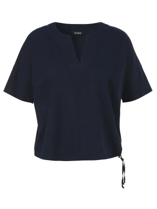 Frapp - Bluse V-Ausschnitt 1/2 Arm überschnittene Schulter navy - Gr. - 46