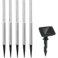 monzana LED Solarleuchte, Solarleuchte, 5er Set Solarlampen für Draußen Wetterfest mit Erdspieß Balkon Outdoor