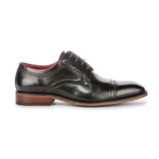 Justin Reess Herren polierte schwarze Leder-Cap-Toe-Derby-Schuhe – Everett