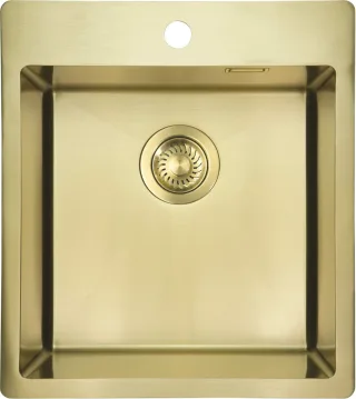 Neuesbad Edelstahl SINKS, Gold Gebürstet, 1-Becken, 450X505X200 mit FITTING NB1DEZPOR10A1