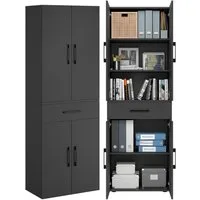 Bellamio Mehrzweckschrank Apol (Schwarz) Aktenschrank mit 6 Fächern, inkl. 1 Schublade, robust & kratzfest