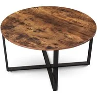 holz4home® Couchtisch Indie Wohnzimmertisch Rund mit Ablage 88x47 cm I Industrial-Look Braun, Einfache Montage