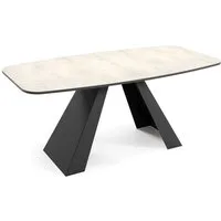 Feldmann-Wohnen Esstisch Myron (Tischplatte ausziehbar, 1-St., moderne Optik, Tischplatte ausziehbar), 160 / 200cm ausziehbar Chromix weiß / schwarz