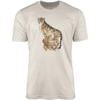 Sinus Art T-Shirt Herren Shirt 100% gekämmte Bio-Baumwolle T-Shirt Aquarell Gepard Motiv Nachhaltig Ökomode aus erneu (1-tlg)