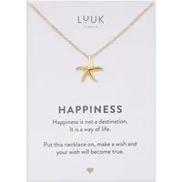 LUUK LIFESTYLE Kette mit Anhänger Seestern, mit HAPPINESS Spruchkarte, elegant