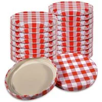Oputec Einmachglas 20x Schraubdeckel TO 82 rot-weiß – Twist Off Ersatz für Einmachgläser, (Sparset, 20x Ersatzdeckel)