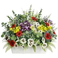 Kunstblumenstrauß 30er Set Künstliche Frühlingsblumen Outdoor, UV-beständige, Agger, Stiefmütterchen & Lavendel in Lila, Kunstblumenstrauß