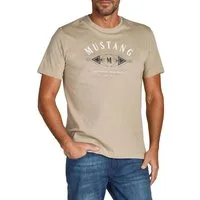 MUSTANG T-Shirt Herren Printshirt Regular Fit (1-tlg) Kurzarm Tee Shirt mit Rundhalsausschnitt aus 100% Baumwolle