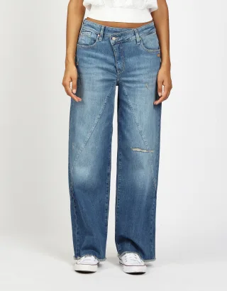 GANG Damen 94CAROLINA - wide fit Jeans destroyed midblue