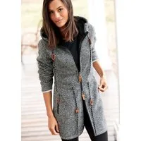 LASCANA Strickfleecejacke mit Kapuze