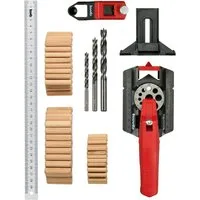 kwb Bohrer- und Bit-Set Dübelprofi Bohrlehrenset, Dübelhilfe/Dübellehre Set inkl. je 50 Dübel und 1 Bohrer 6, 8, 10