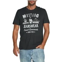 MUSTANG T-Shirt Herren Printshirt Regular Fit (1-tlg) Kurzarm Tee Shirt mit Rundhalsausschnitt aus 100% Baumwolle