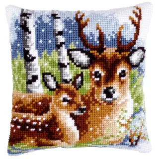 Kreuzstichkissen "Reh & Kitz"