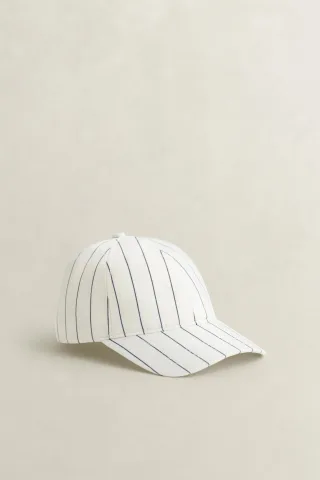 GANT - Gestreiftes Cap aus Leinenmix eggshell - Gr. - OS