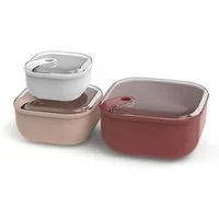 ROTHO Aufbewahrungssystem 3er- Set Lunchboxenset ELA, Lebensmittelechter Kunststoff, (3er-Set, Lunchboxenset), auslaufsicher und luftdicht