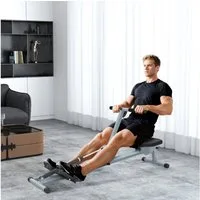 HOMCOM Rudergerät Rudermaschine mit LCD (Fitnessgerät, 1-tlg., Ruderzugmaschine Heimtrainer), Grau+Schwarz 130 x 47.5 x 67 cm