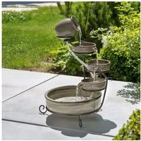 esotec Gartenbrunnen Solar Kaskadenbrunnen Firenze, Keramik grau, H=55cm mediterran 101306, (Komplettset)