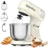 Teendow Küchenmaschine Multifunktionale Küchenmaschine mit 12-Geschwindigkeit, kippbarem Kopf, 1500 W, 4,7 l Schüssel, mit Knethaken, Schneebesen, und Rührbesen