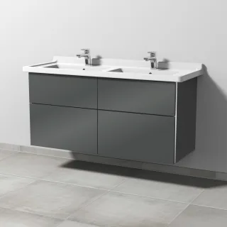 Sanipa 3way Waschtischunterbau zu Duravit Starck 3 Waschtisch mit 4 Auszügen, Anthrazit-Glanz BS71379