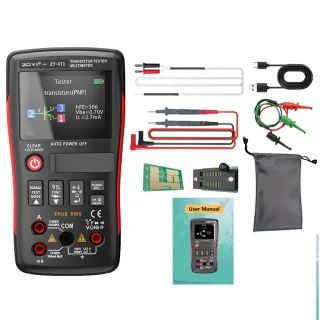 ZOYI ZT-XT1 2-in-1 Transistor Tester Kit Crystal tester Multimeter True RMS 2.4 Inch IPS Screen Resistors Capacitors Dio
