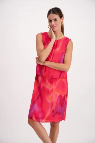 signe nature - Kurzes bedrucktes Kleid rot - Gr. - 34