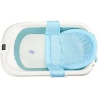 Clanmacy Babybadewanne Babybadewanne faltbar mit Thermometer & Badenetz, Platzsparend
