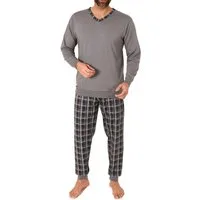 Normann Pyjama Normann Herren Schlafanzug mit Bündchen und karierter Jersey Hose