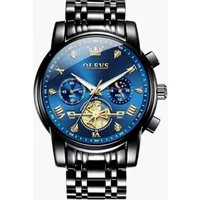 OLEVS Quarzuhr Herrenuhr Olevs Chronograph – Luxuriöses Schwarz /Blau Design 2856