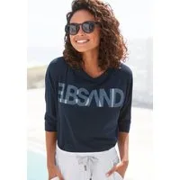 Elbsand 3/4-Arm-Shirt Irja mit Logodruck, Baumwoll-Mix, lockere Passform