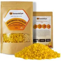 Bienenbiya Bienenwachstücher 200g/400g/1Kg 100% Reine Bienenwachs Pastillen ohne Zusatzstoffe, natürliches Beeswax für Salben,Kosmetika,Seifen,Kerzenherstellung und Leder-/Holzpflege, 100% natürlich ohne zusatzstoffe