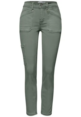 Street One - Cargo Jeans Sage Green Washed - Gr. - 28